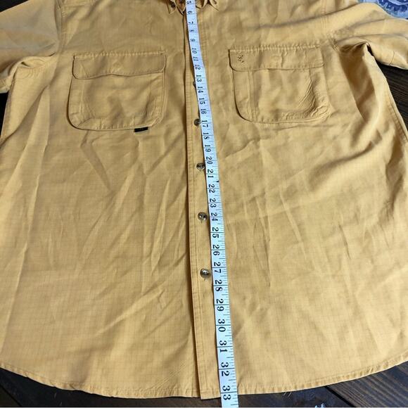 Browning Rip Stop Fishing Shirt Mens Large Mustard Button Down Vented Casual - Picture 5 of 7